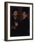 Double Portrait with a Cornet Player (Doppio Ritratto Con Suonatore Di Cornetto)-Bartolomeo Passarotti or Passerotti-Framed Giclee Print