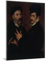 Double Portrait with a Cornet Player (Doppio Ritratto Con Suonatore Di Cornetto)-Bartolomeo Passarotti or Passerotti-Mounted Giclee Print