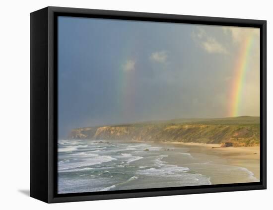 Double Rainbow after Storm at Carrapateira Bordeira Beach, Algarve, Portugal, Europe-Neale Clarke-Framed Stretched Canvas