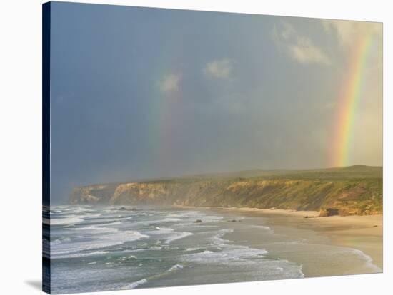 Double Rainbow after Storm at Carrapateira Bordeira Beach, Algarve, Portugal, Europe-Neale Clarke-Stretched Canvas