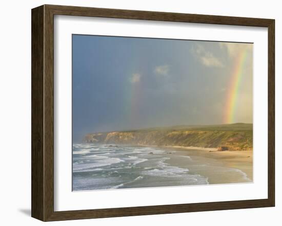 Double Rainbow after Storm at Carrapateira Bordeira Beach, Algarve, Portugal, Europe-Neale Clarke-Framed Photographic Print