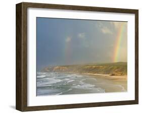 Double Rainbow after Storm at Carrapateira Bordeira Beach, Algarve, Portugal, Europe-Neale Clarke-Framed Photographic Print