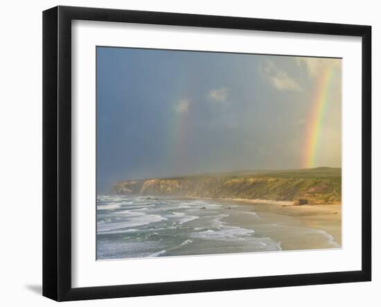 Double Rainbow after Storm at Carrapateira Bordeira Beach, Algarve, Portugal, Europe-Neale Clarke-Framed Photographic Print