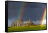 Double Rainbow in Mont Saint Michel-Mathieu Rivrin-Framed Stretched Canvas