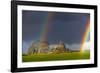 Double Rainbow in Mont Saint Michel-Mathieu Rivrin-Framed Photographic Print