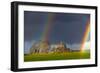 Double Rainbow in Mont Saint Michel-Mathieu Rivrin-Framed Photographic Print