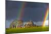 Double Rainbow in Mont Saint Michel-Mathieu Rivrin-Mounted Photographic Print