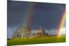 Double Rainbow in Mont Saint Michel-Mathieu Rivrin-Mounted Photographic Print