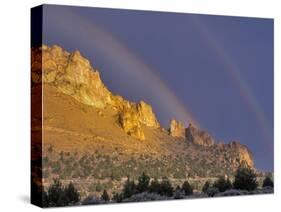 Double Rainbow over a Rock Formation Near Smith Rocks State Park, Bend, Central Oregon, Usa-Janis Miglavs-Stretched Canvas