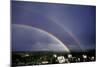 Double Rainbow Over a Town-Pekka Parviainen-Mounted Photographic Print