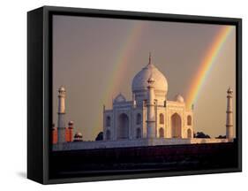 Double Rainbow over Taj Mahal Mausoleum, Agra, India-Jaynes Gallery-Framed Stretched Canvas