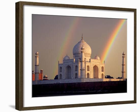 Double Rainbow over Taj Mahal Mausoleum, Agra, India-Jaynes Gallery-Framed Photographic Print