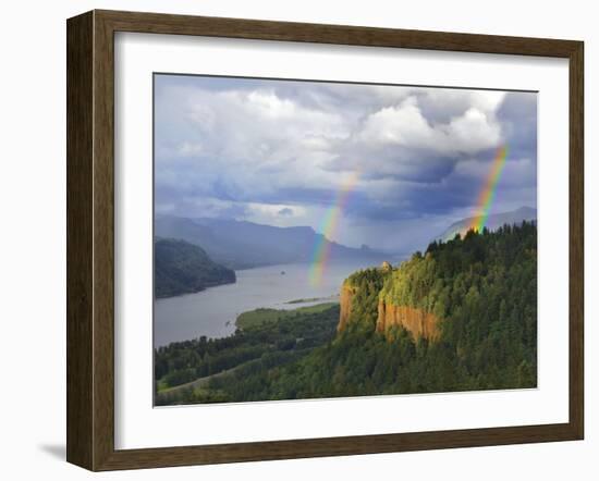 Double Rainbow over Vista House-Steve Terrill-Framed Photographic Print