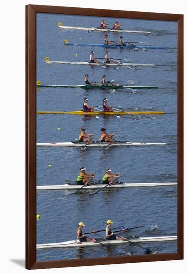 Double Scull Race, Maadi Cup Regatta, Lake Karipiro, Waikato, North Island, New Zealand-David Wall-Framed Photographic Print