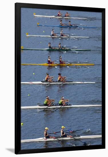 Double Scull Race, Maadi Cup Regatta, Lake Karipiro, Waikato, North Island, New Zealand-David Wall-Framed Photographic Print