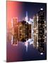 Double Sided and Instants of NY Series - Skyscrapers of Times Square in Manhattan Night-Philippe Hugonnard-Mounted Photographic Print