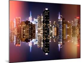 Double Sided and Instants of NY Series - Skyscrapers of Times Square in Manhattan Night-Philippe Hugonnard-Mounted Photographic Print