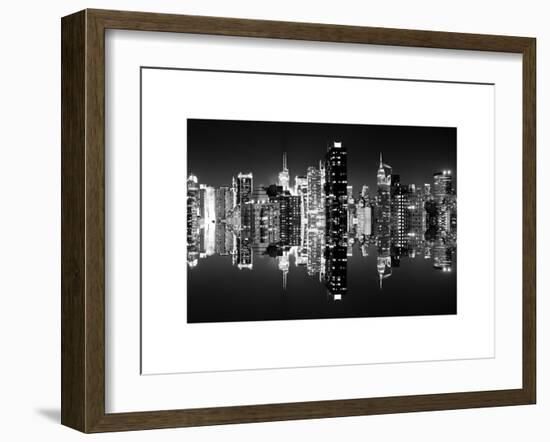 Double Sided and Instants of NY Series - Skyscrapers of Times Square in Manhattan Night-Philippe Hugonnard-Framed Art Print