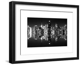 Double Sided and Instants of NY Series - Skyscrapers of Times Square in Manhattan Night-Philippe Hugonnard-Framed Art Print