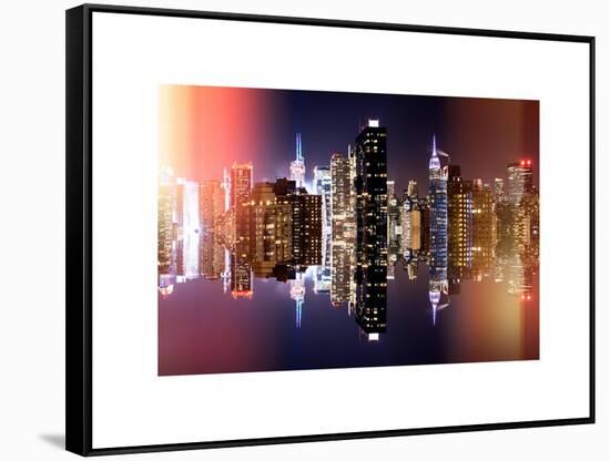 Double Sided and Instants of NY Series - Skyscrapers of Times Square in Manhattan Night-Philippe Hugonnard-Framed Stretched Canvas