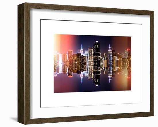 Double Sided and Instants of NY Series - Skyscrapers of Times Square in Manhattan Night-Philippe Hugonnard-Framed Art Print