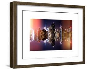 Double Sided and Instants of NY Series - Skyscrapers of Times Square in Manhattan Night-Philippe Hugonnard-Framed Art Print