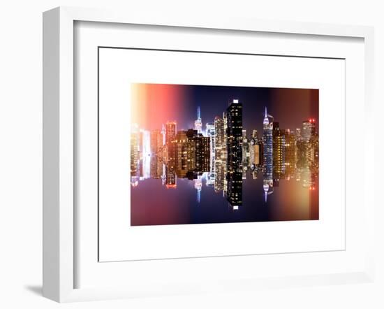 Double Sided and Instants of NY Series - Skyscrapers of Times Square in Manhattan Night-Philippe Hugonnard-Framed Art Print