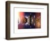 Double Sided and Instants of NY Series - Skyscrapers of Times Square in Manhattan Night-Philippe Hugonnard-Framed Art Print