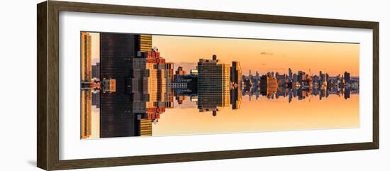 Double Sided Series - Panoramic Cityscape of Manhattan at Sunset-Philippe Hugonnard-Framed Photographic Print