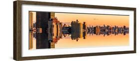 Double Sided Series - Panoramic Cityscape of Manhattan at Sunset-Philippe Hugonnard-Framed Photographic Print