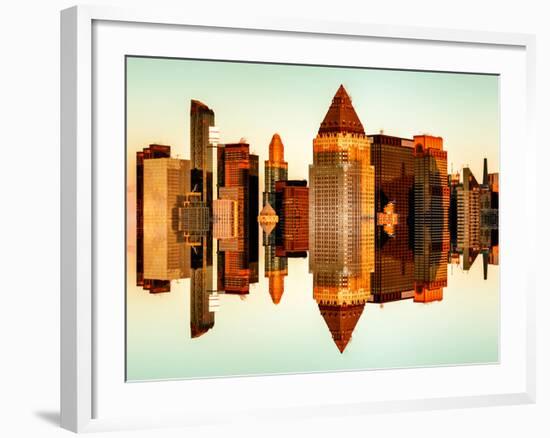 Double Sided Series - Skyscrapers of Times Square in Manhattan at Sunset-Philippe Hugonnard-Framed Photographic Print