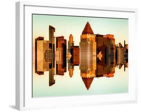 Double Sided Series - Skyscrapers of Times Square in Manhattan at Sunset-Philippe Hugonnard-Framed Photographic Print