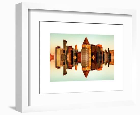 Double Sided Series - Skyscrapers of Times Square in Manhattan at Sunset-Philippe Hugonnard-Framed Art Print