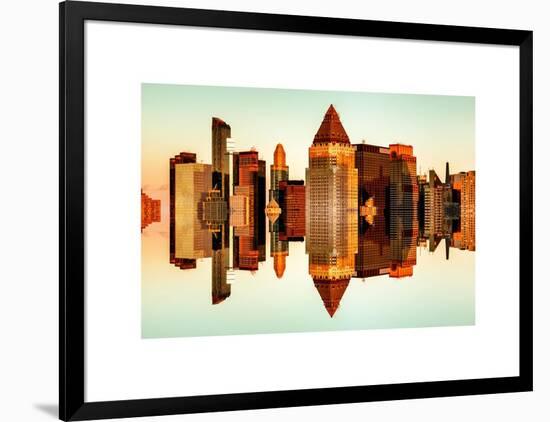 Double Sided Series - Skyscrapers of Times Square in Manhattan at Sunset-Philippe Hugonnard-Framed Art Print