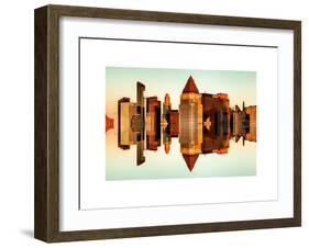 Double Sided Series - Skyscrapers of Times Square in Manhattan at Sunset-Philippe Hugonnard-Framed Art Print