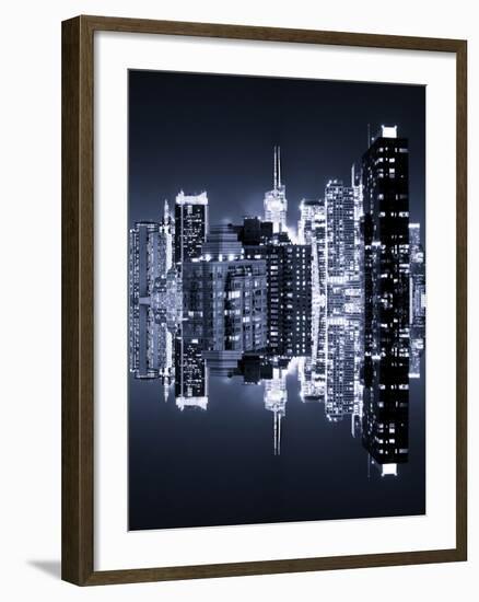 Double Sided Series - Skyscrapers of Times Square in Manhattan Night-Philippe Hugonnard-Framed Photographic Print