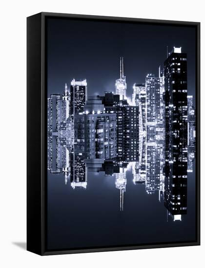 Double Sided Series - Skyscrapers of Times Square in Manhattan Night-Philippe Hugonnard-Framed Stretched Canvas