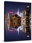 Double Sided Series - Skyscrapers of Times Square in Manhattan Night-Philippe Hugonnard-Stretched Canvas