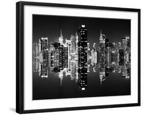 Double Sided Series - Skyscrapers of Times Square in Manhattan Night-Philippe Hugonnard-Framed Photographic Print