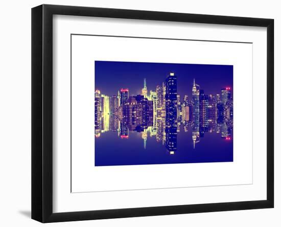 Double Sided Series - Skyscrapers of Times Square in Manhattan Night-Philippe Hugonnard-Framed Art Print