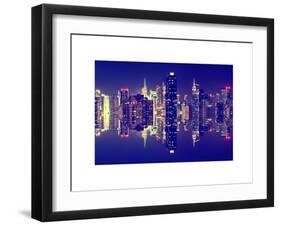 Double Sided Series - Skyscrapers of Times Square in Manhattan Night-Philippe Hugonnard-Framed Art Print