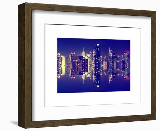 Double Sided Series - Skyscrapers of Times Square in Manhattan Night-Philippe Hugonnard-Framed Art Print