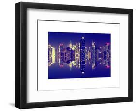 Double Sided Series - Skyscrapers of Times Square in Manhattan Night-Philippe Hugonnard-Framed Art Print