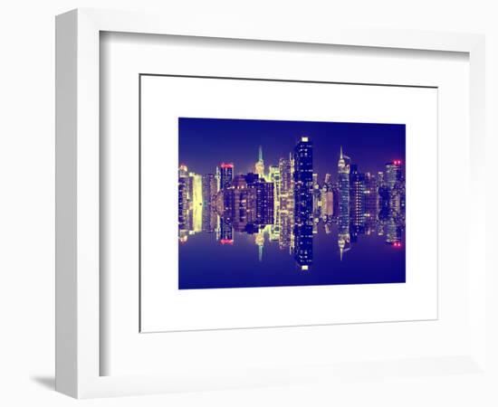 Double Sided Series - Skyscrapers of Times Square in Manhattan Night-Philippe Hugonnard-Framed Art Print