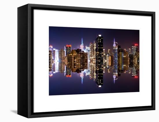 Double Sided Series - Skyscrapers of Times Square in Manhattan Night-Philippe Hugonnard-Framed Stretched Canvas