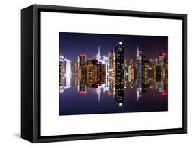 Double Sided Series - Skyscrapers of Times Square in Manhattan Night-Philippe Hugonnard-Framed Stretched Canvas