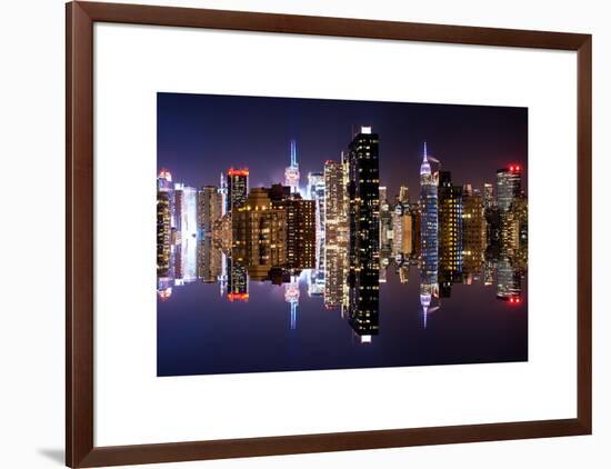 Double Sided Series - Skyscrapers of Times Square in Manhattan Night-Philippe Hugonnard-Framed Art Print