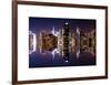 Double Sided Series - Skyscrapers of Times Square in Manhattan Night-Philippe Hugonnard-Framed Art Print