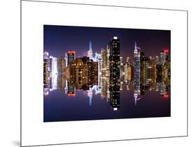 Double Sided Series - Skyscrapers of Times Square in Manhattan Night-Philippe Hugonnard-Mounted Art Print