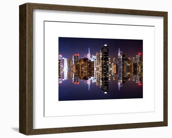 Double Sided Series - Skyscrapers of Times Square in Manhattan Night-Philippe Hugonnard-Framed Art Print